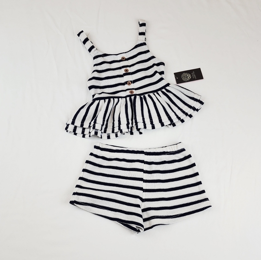 Vince Camuto Stripe 2 Pieces Sleeveless Shorts Set